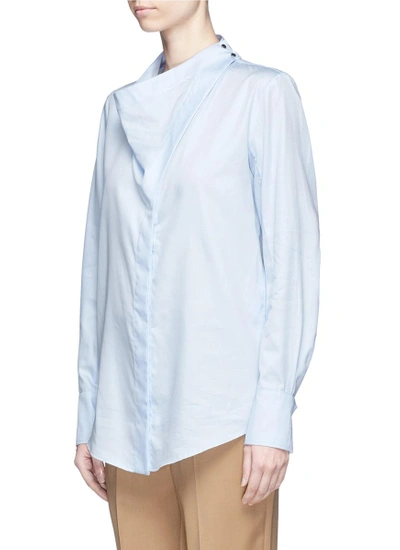 Shop Stella Mccartney 'damiane' Asymmetric Cowl Neck Poplin Shirt