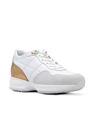 Shop Hogan White Leather Lace Up Sneakers Interactive