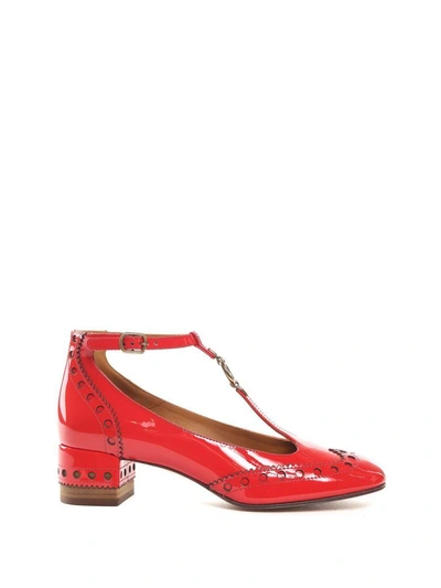 Shop Chloé Perry Patent-leather Pumps In Rosso