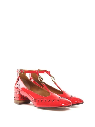 Shop Chloé Perry Patent-leather Pumps In Rosso