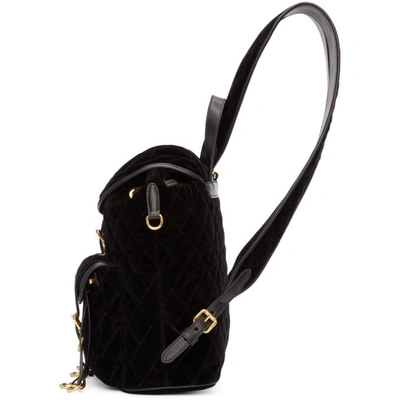 Shop Prada Black Quilted Velvet Backpack