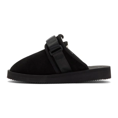 Shop Suicoke Black Suede And Shearling Zavo-m Slippers