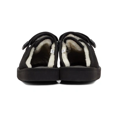 Shop Suicoke Black Suede And Shearling Zavo-m Slippers