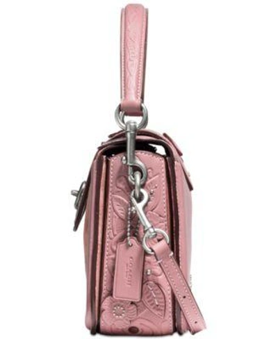 Shop Coach Page Crossbody In Glovetanned Leather With Tea Rose Tooling In Light Antique Nickel/dusty Rose
