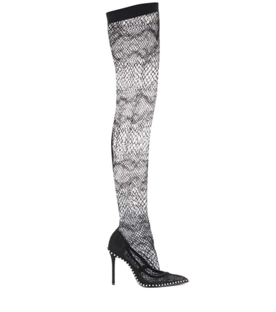 Shop Alexander Wang Lace Over-the-knee Boots In Llack