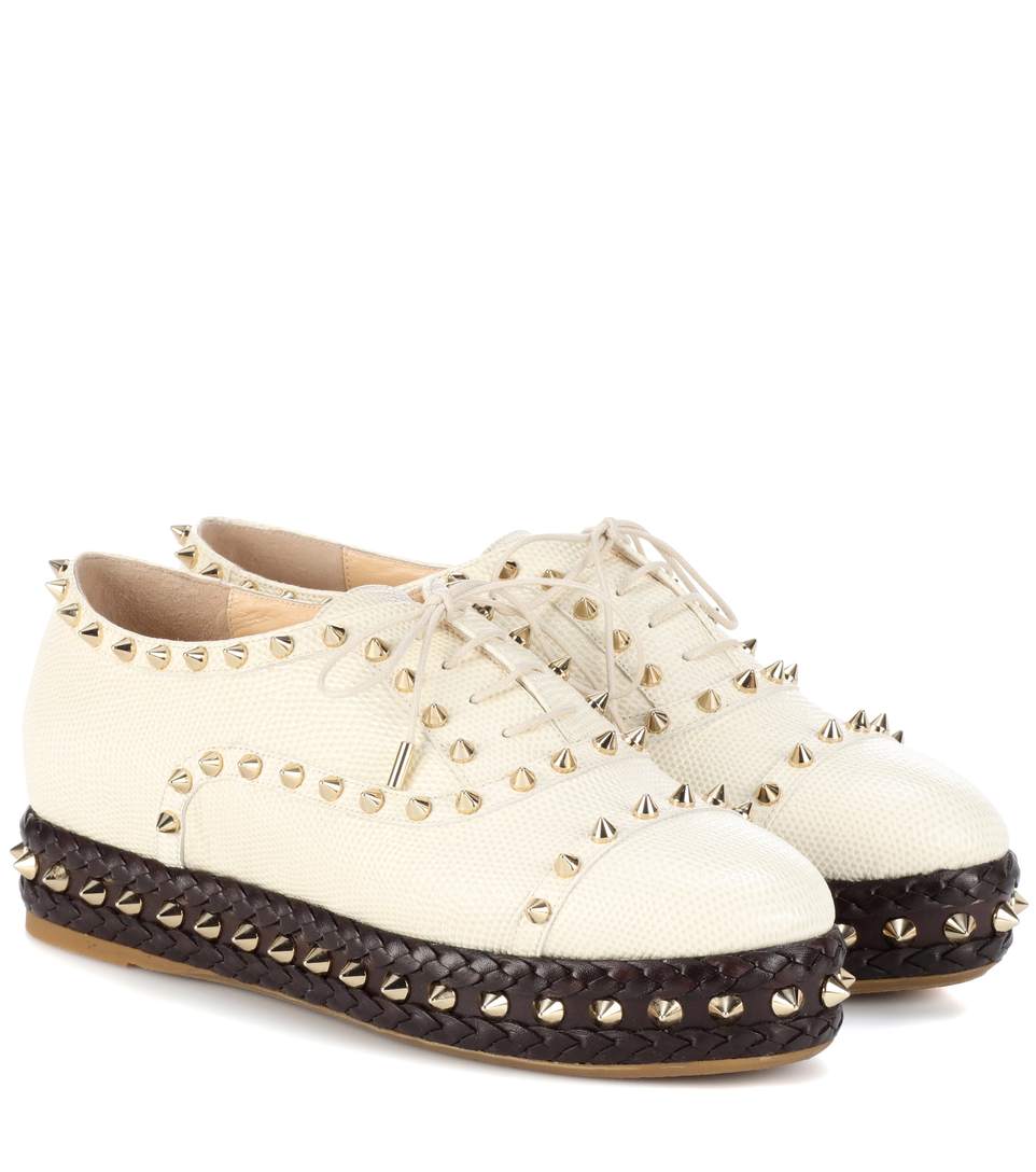 Charlotte Olympia Hoxton Ivory Embossed Leather Platform Shoes In 110 ...