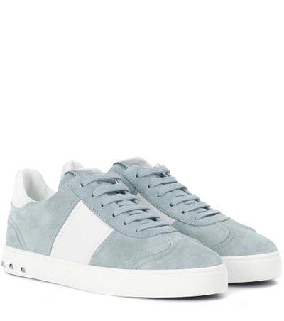 Shop Valentino Garavani Fly Crew Suede Sneakers In Blue