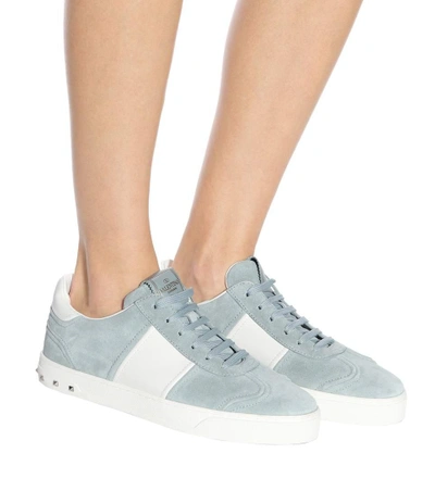 Shop Valentino Garavani Fly Crew Suede Sneakers In Blue