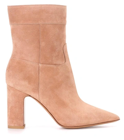 Shop Valentino Suede Ankle Boots In Neutrals