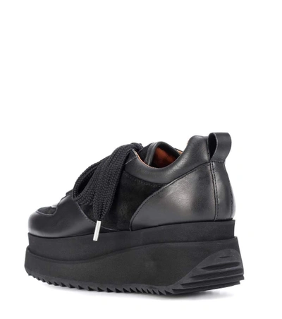 Shop Ganni Naomi Leather Platform Sneakers In Llack