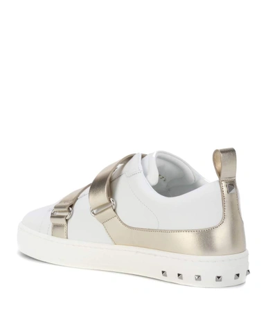 Shop Valentino Garavani Leather Sneakers In White