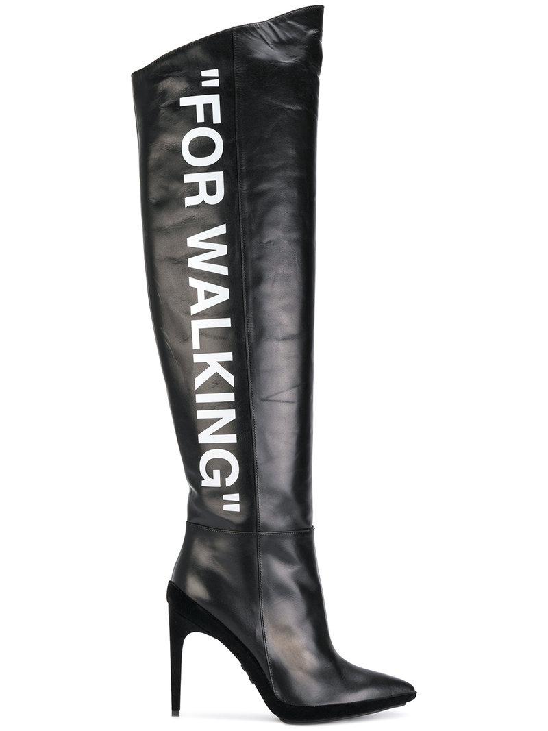 leather knee high walking boots