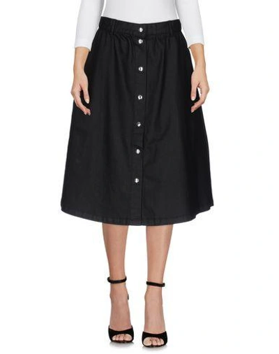 Shop Maison Kitsuné Denim Skirt In Black