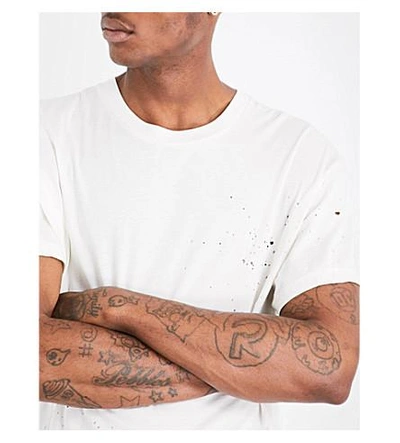 Shop Amiri Shotgun Distressed-detail Cotton-jersey T-shirt In White