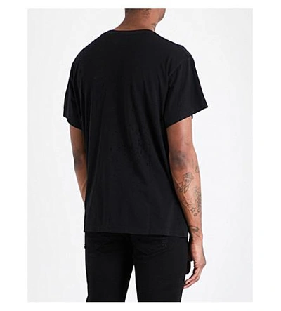 Shop Amiri Shotgun Distressed-detail Cotton-jersey T-shirt In Black
