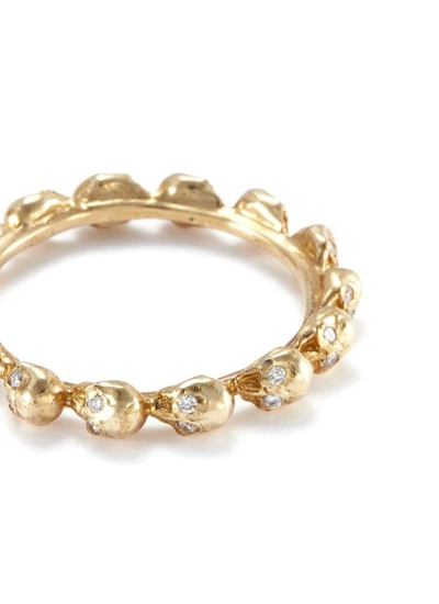 Shop Delfina Delettrez Diamond 18k Yellow Gold Skull Ring