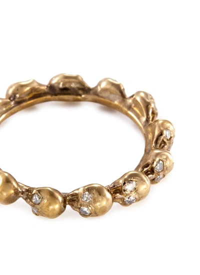 Shop Delfina Delettrez Diamond 18k Yellow Gold Skull Ring