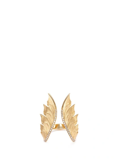 Shop Stephen Webster Diamond 18k Yellow Gold Feather Open Ring