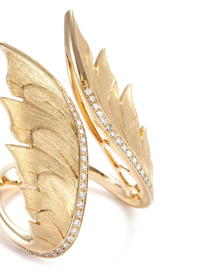 Shop Stephen Webster Diamond 18k Yellow Gold Feather Open Ring
