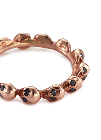 Shop Delfina Delettrez Diamond 18k Rose Gold Skull Ring