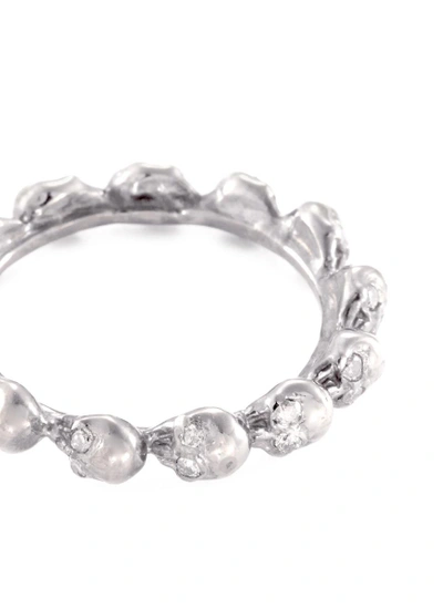 Shop Delfina Delettrez Diamond 18k White Gold Skull Ring