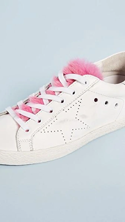 Shop Golden Goose Superstar Sneakers In White/fuchsia