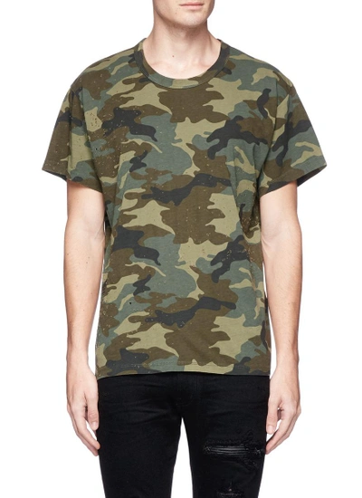 Shop Amiri Distressed Camouflage Print T-shirt