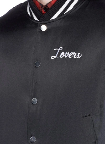Shop Amiri 'lovers' Embroidered Padded Satin Souvenir Jacket