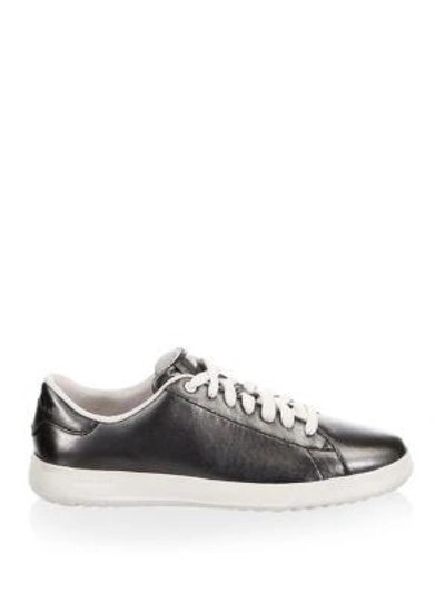 Shop Cole Haan Grandpro Tennis Leather Low Top Sneakers In Gunmetal