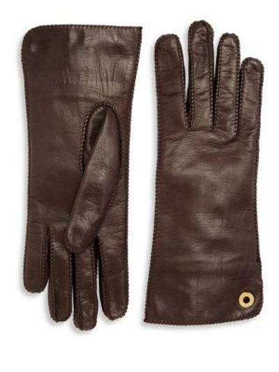 Shop Loro Piana Jacqueline Leather Gloves In Ebony