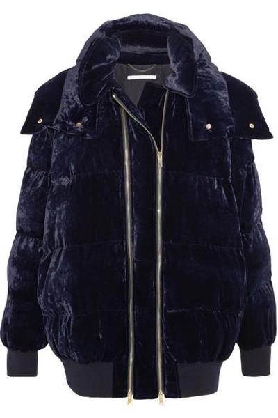 Shop Stella Mccartney Hooded Quilted Velvet Jacket
