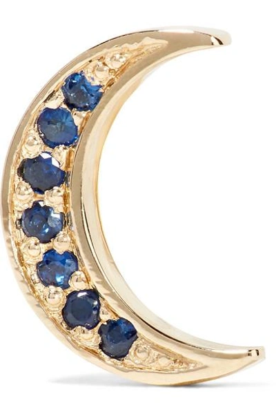 Shop Andrea Fohrman Mini Crescent 14-karat Gold Sapphire Earring