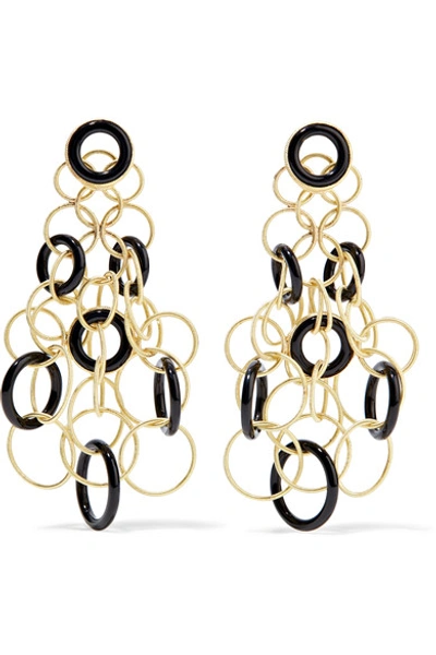 Buccellati Hawaii Onyx Circle Earrings In 18k Gold