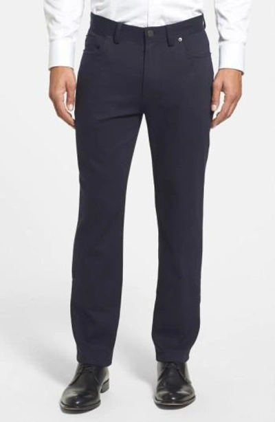 Shop Vince Camuto Men's  Straight Leg Five Pocket Stretch Pants In Navy Crosshatch