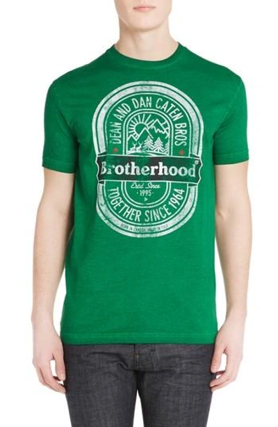 Shop Dsquared2 Brotherhood Beer T-shirt In Green