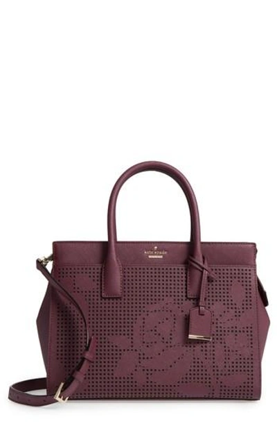 Shop Kate Spade Cameron Street - Candace Perforated Leather Satchel - Purple In Deep Plum