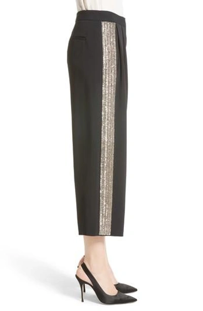 Shop Adam Lippes Embellished Wide Leg Crop Pants In Black