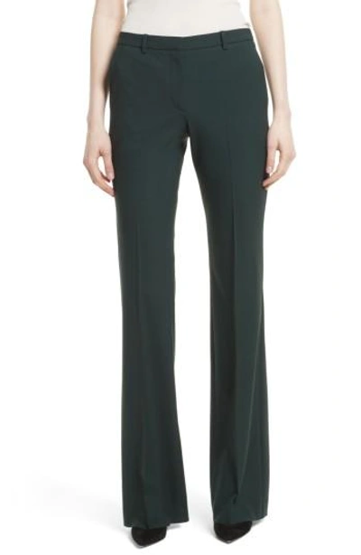 Shop Theory Demitria 2 Flare Leg Stretch Wool Pants In Dark Billiard