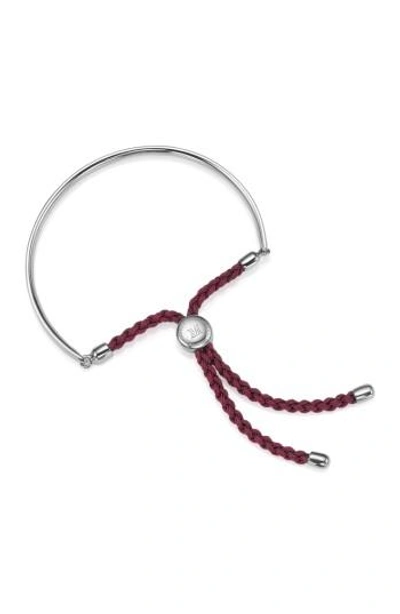 Shop Gucci Engravable Fiji Friendship Bracelet In Silver/ Red Berry