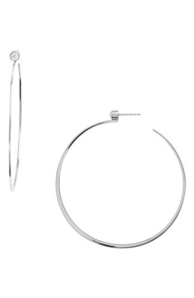 Shop Michael Kors Large Hoop Earrings In Silver