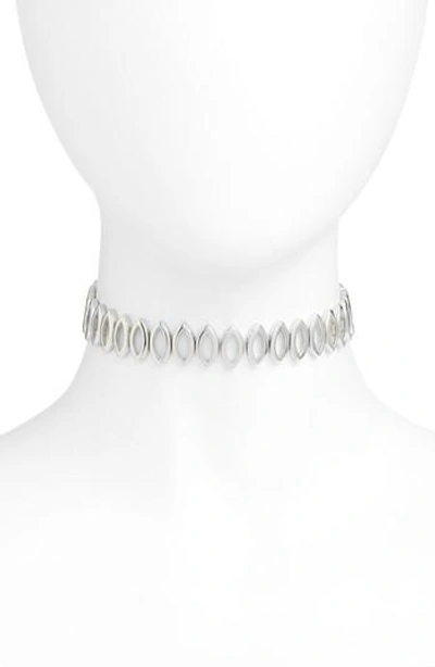 Shop Rebecca Minkoff Women's  Navette Choker Necklace In Silver