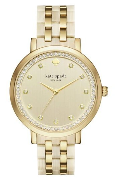 Shop Kate Spade Women's  New York Monterey Crystal Dial Bracelet Watch, 38mm In Gold