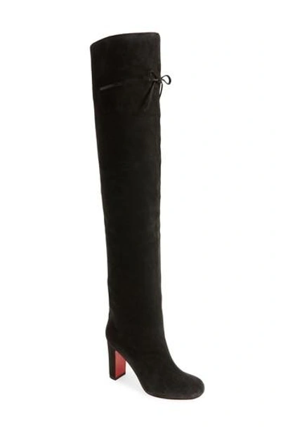 Shop Christian Louboutin Alta Gant Over The Knee Boot In Grey Suede
