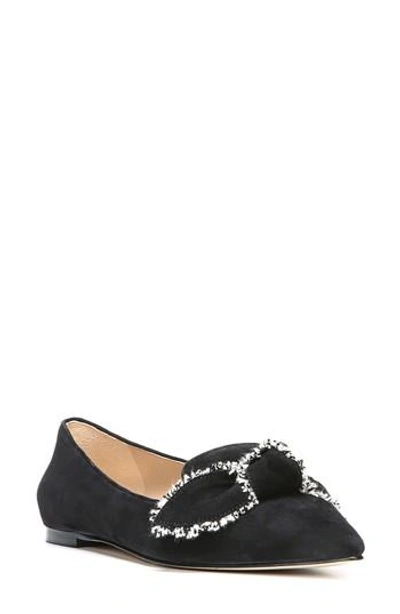 Shop Sam Edelman Rochester Bow Pointy Toe Flat In Black Suede
