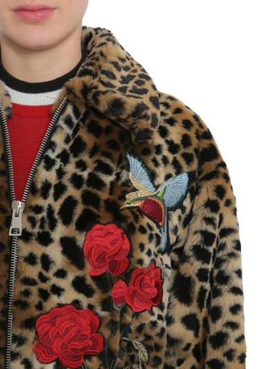 Shop Ainea Leopard Print Eco Fur In Multicolor