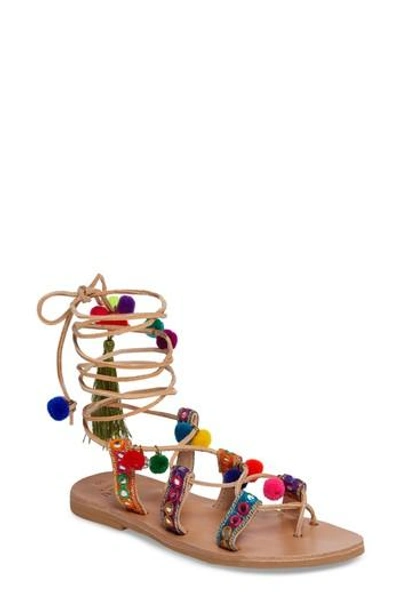 Shop Mabu By Maria Bk Women's  Ida Wraparound Pom Sandal In Multi Pom