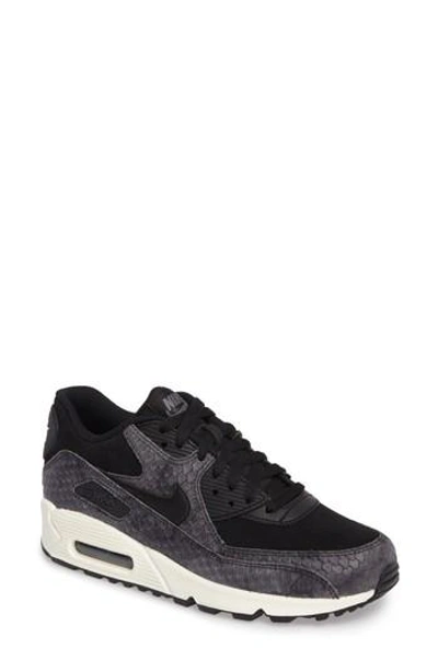 Shop Nike Air Max 90 Embossed Premium Sneaker In Black/ Sail/ Dark Grey