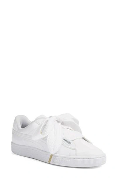 Shop Puma Women's  Basket Heart Sneaker In White/ White