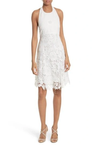 Shop Alice And Olivia Susan Lace Halter Dress In Off White