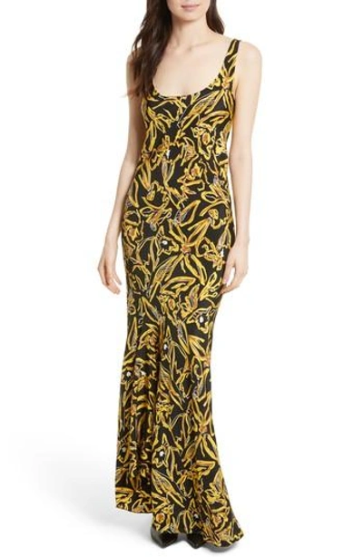 Shop Diane Von Furstenberg Print Silk Bias Slip Gown In Elsden Black